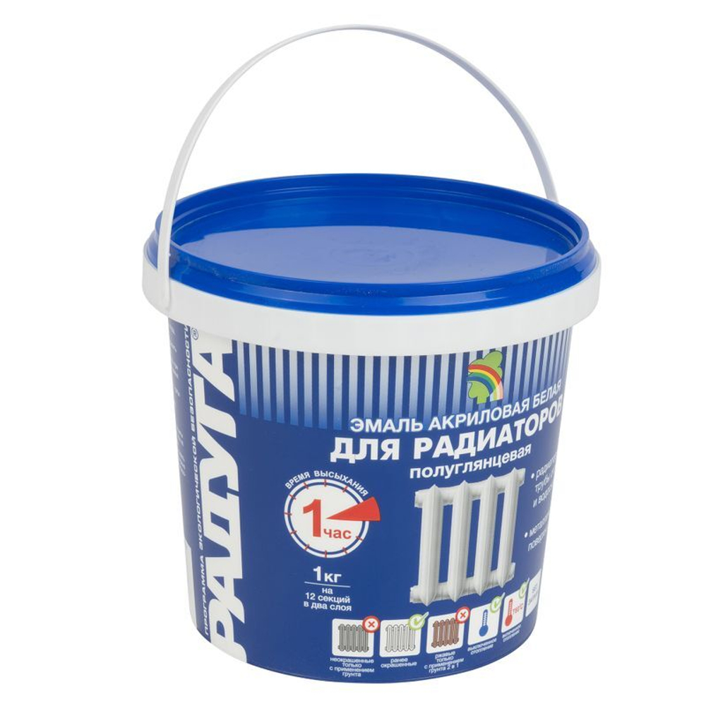 Эмаль акриловая для радиаторов Радуга-178 белая полуглянцевая 1кг