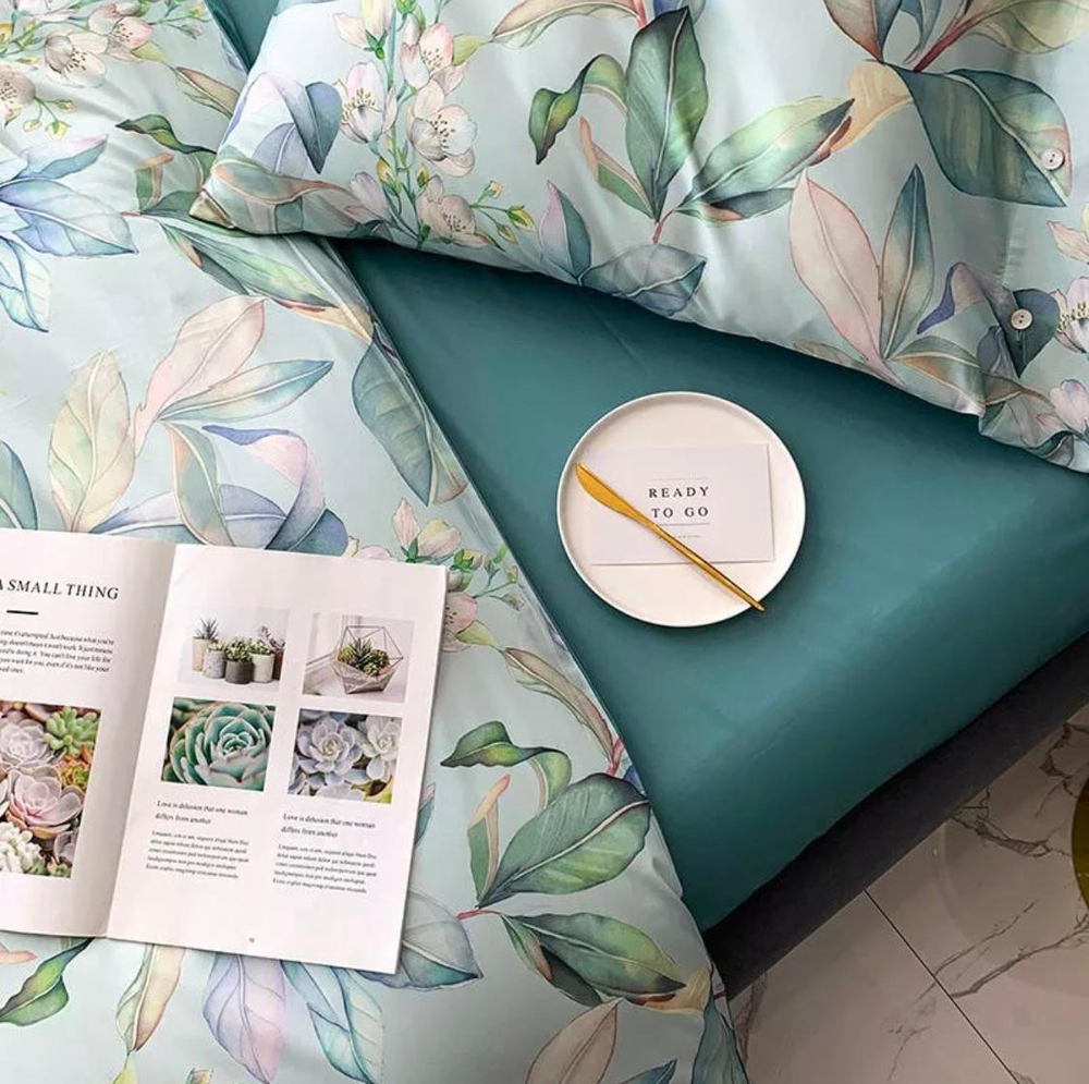 Комплект постельного белья ZEPHYR HOME ЕВРО пг. Мако-Сатин,Египетский хлопок Голубой