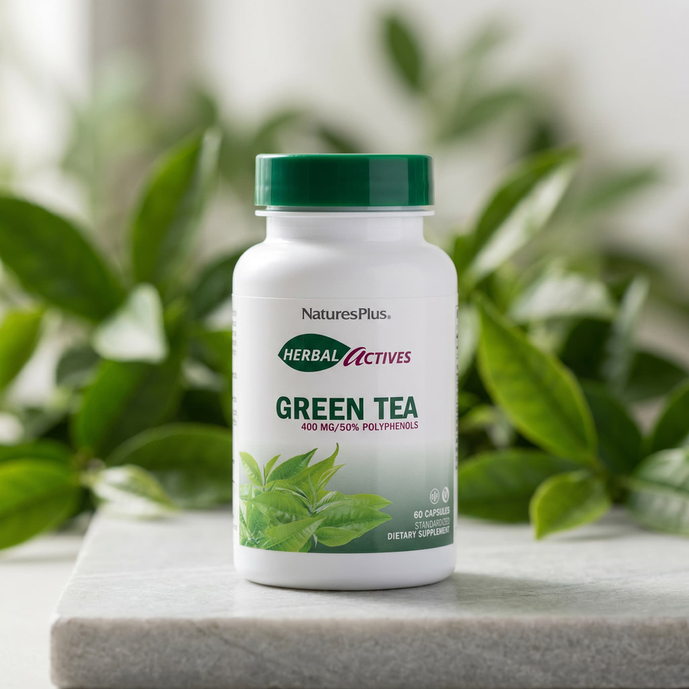 NaturesPlus, Herbal Actives, зеленый чай, 400 мг, 60 капсул