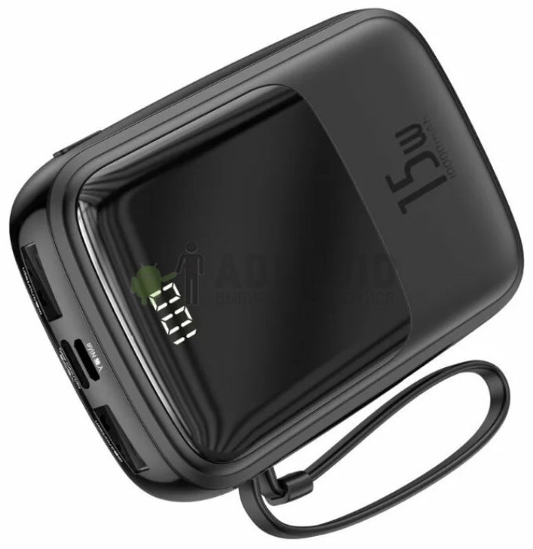 Внешний аккумулятор Baseus с кабелем Type-C 15W 3A 10000mAh (PPQD-A01-1), черный