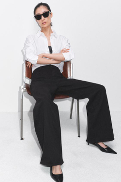 ZARA ДЖИНСЫ WIDE LEG С ВЫСОКОЙ ПОСАДКОЙ — ZW COLLECTION, ЧЕРНЫЙ