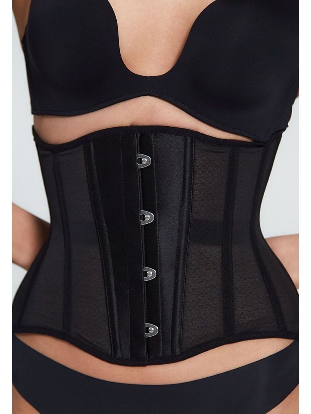 Черный прозрачный корсет MINI