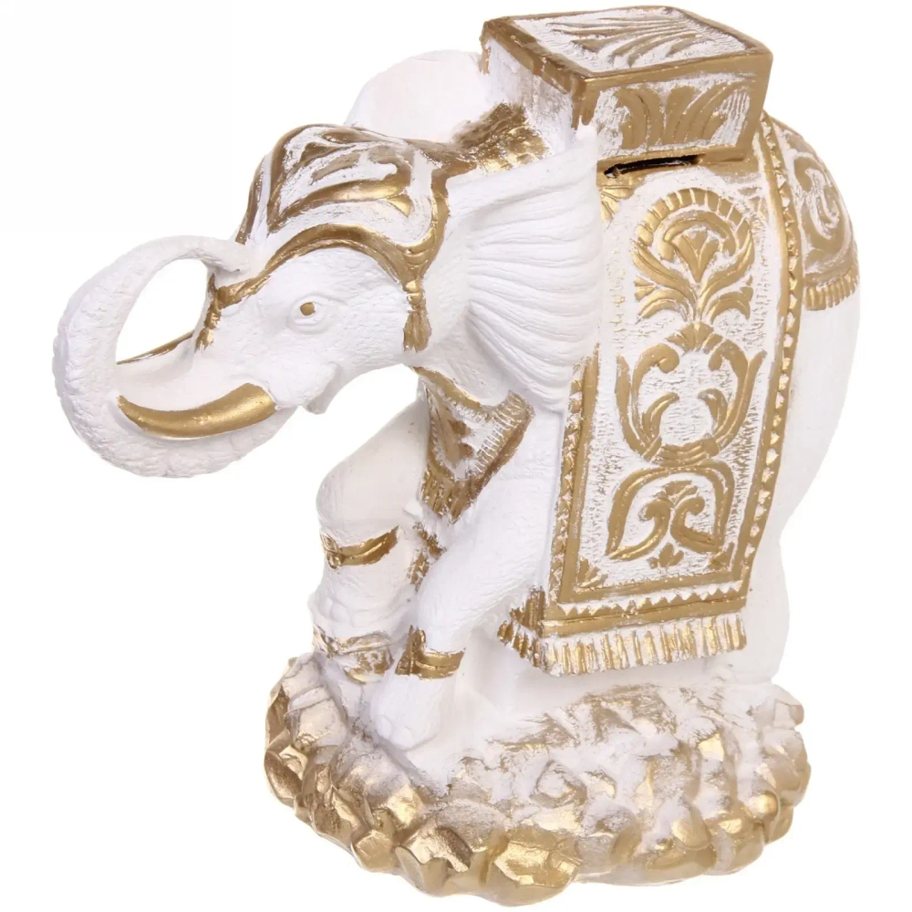 Копилка из гипса «Слон индийский на камнях» 26*28см белый