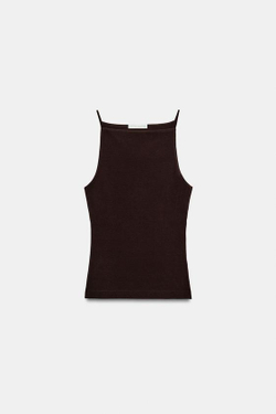 ZARA ТОП НА БРЕТЕЛЯХ, КОРИЧНЕВЫЙ
