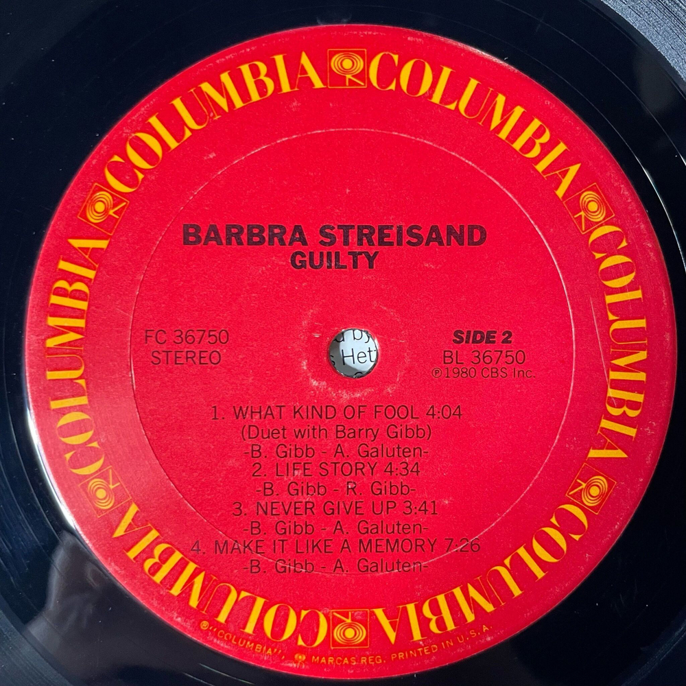 Винтажная виниловая пластинка LP Barbra Streisand, Barry Gibb, Guilty (USA 1980)