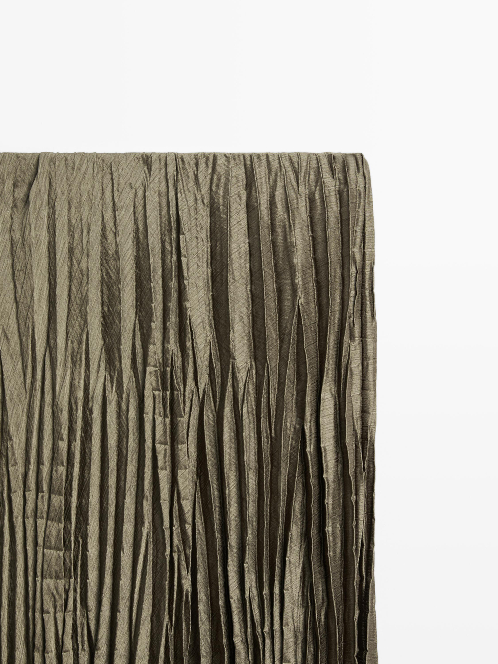 Massimo Dutti Плиссированная юбка миди, оливковый