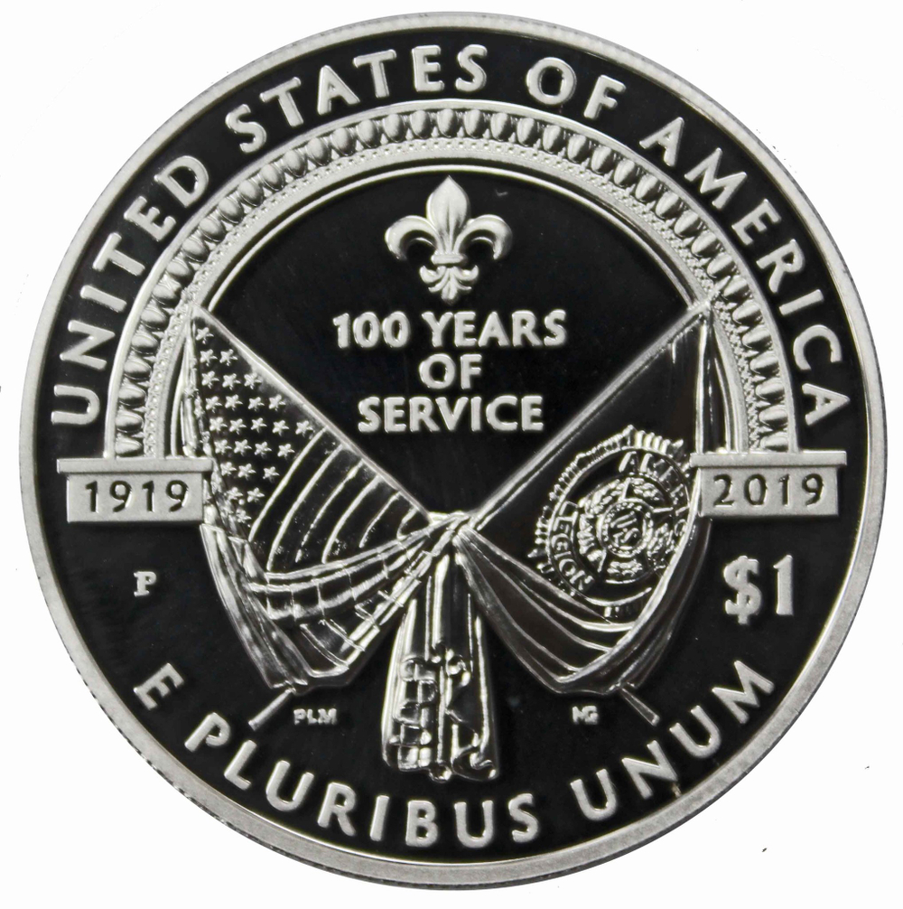1 доллар. Американский легион. 100 лет со дня основания. США. 2019 г. PROOF