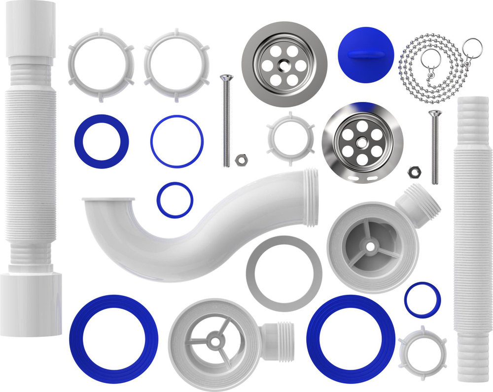 AQUANT СИФОН ДЛЯ ВАННЫ 1 1 2Х40 С ВЫПУ ПЕРЕЛ С МЕТ.РЕШ 40Х50 (V150-30-MR)