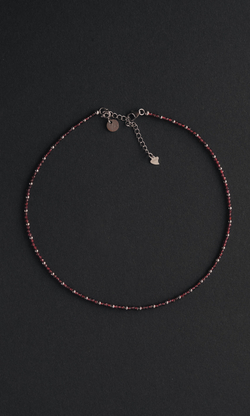Чокер "Memo about Love" из граната с серебряными бусинами с удлинителем 33-38 см