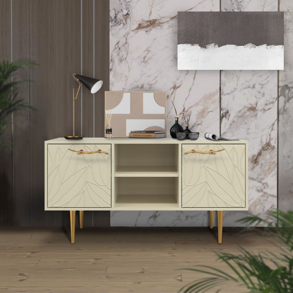 Тумба под ТВ Арт Колор leaves 117см Стайл Голд Серый шелк