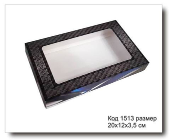 Коробка с окном код 1513 размер 20х12х3.5 см для пряника