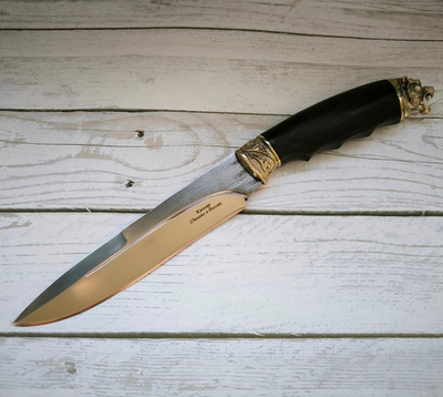 Кованый нож Кизляр "Волк" с художественным литьем (мельхиор)