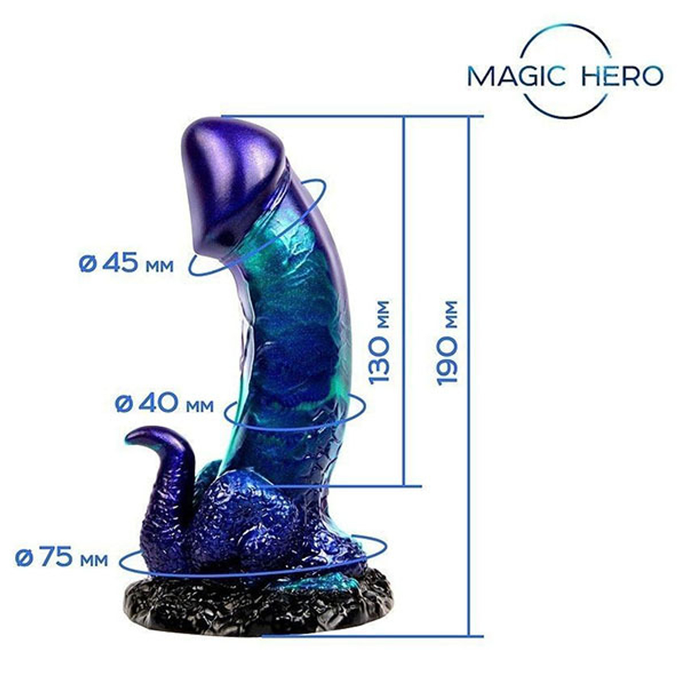 Оригинальный фаллоимитатор с широким фигурным основанием 19см Bior Toys Magic Hero MH-13045