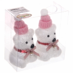 Ёлочные игрушки «Мишутка розовая шапочка» 12 см (набор 2 шт)