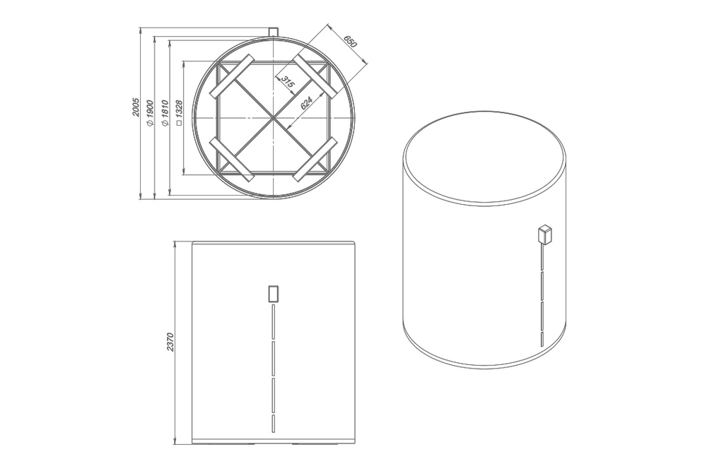 Емкость пищевая в обрешетке ЭкоПром T с утеплением 5000 л. вертикальная (186x186x221см;синий) - арт.555733