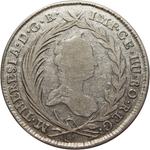 20 крейцеров. Мария Тереза. Австрия. Серебро. 1756 год. F+