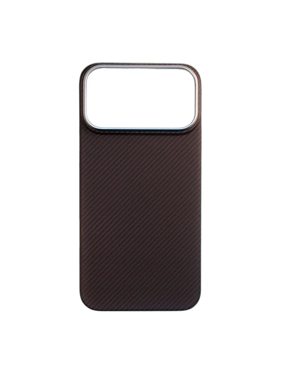 Карбоновый чехол для IPhone 17 Pro MAX with MagSafe черный полоска (Black)