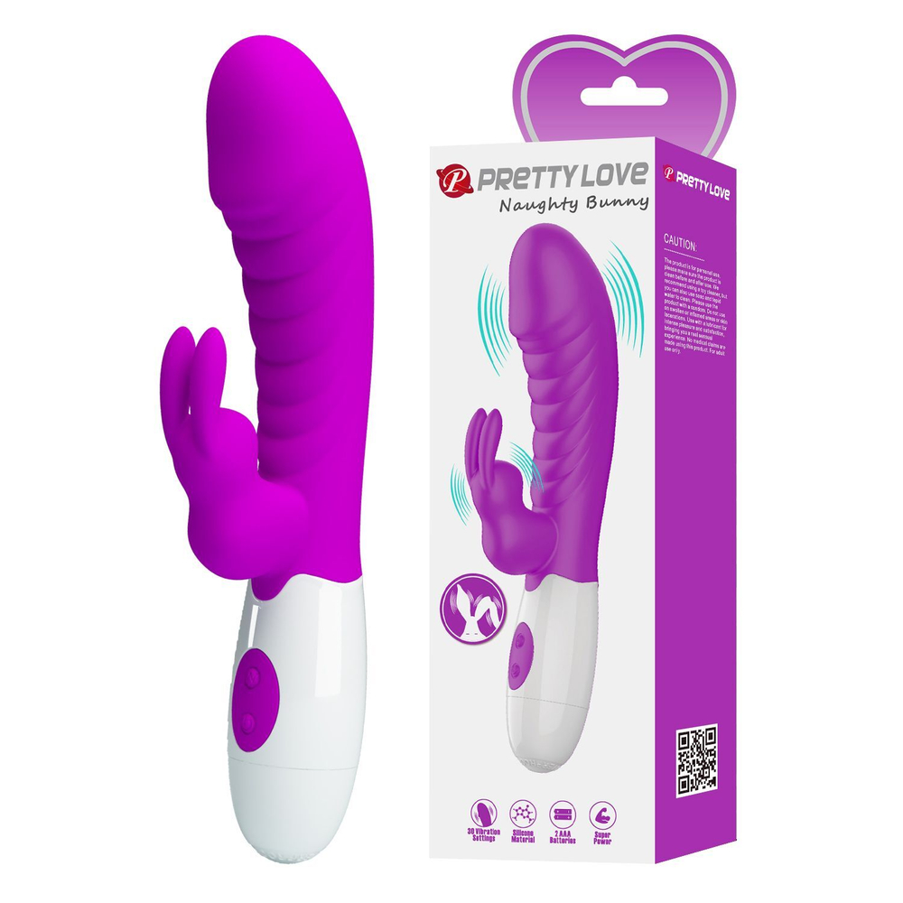 Лиловый вибратор-кролик Naughty Bunny - 19,8 см.