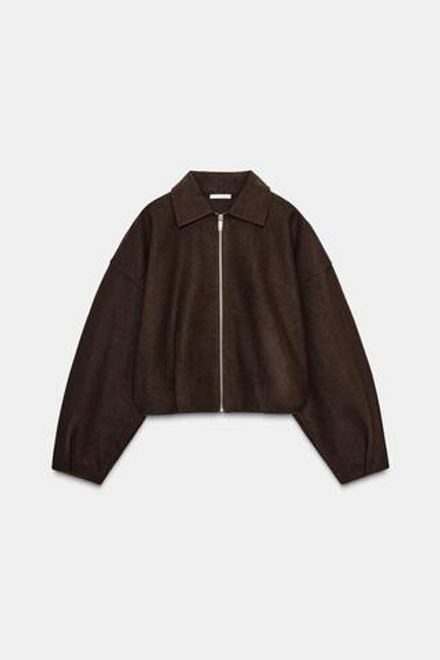 ZARA МЯГКИЙ БОМБЕР НА МОЛНИИ, КОРИЧНЕВЫЙ