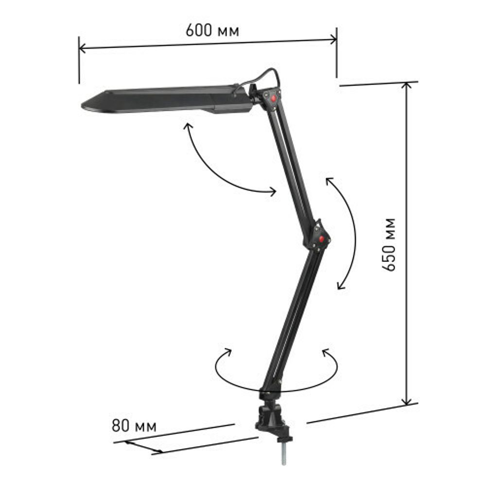 Настольный светильник ЭРА NL-201-G23-11W-BK с лампой PL на струбцине черный