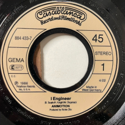 Винтажная виниловая пластинка LP Animotion I Engineer (Germay 1986) 7 дюймов, 45 RPM, Single
