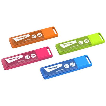 Грифели для механических карандашей, Berlingo, 0.7мм, HB, 12шт упак.