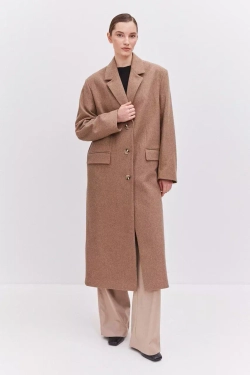 Пальто удлиненное женское бежевое