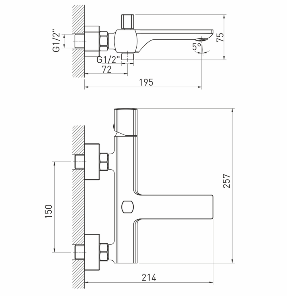 Смеситель для ванны 30k MIXLINE ML27-01 "Primo"