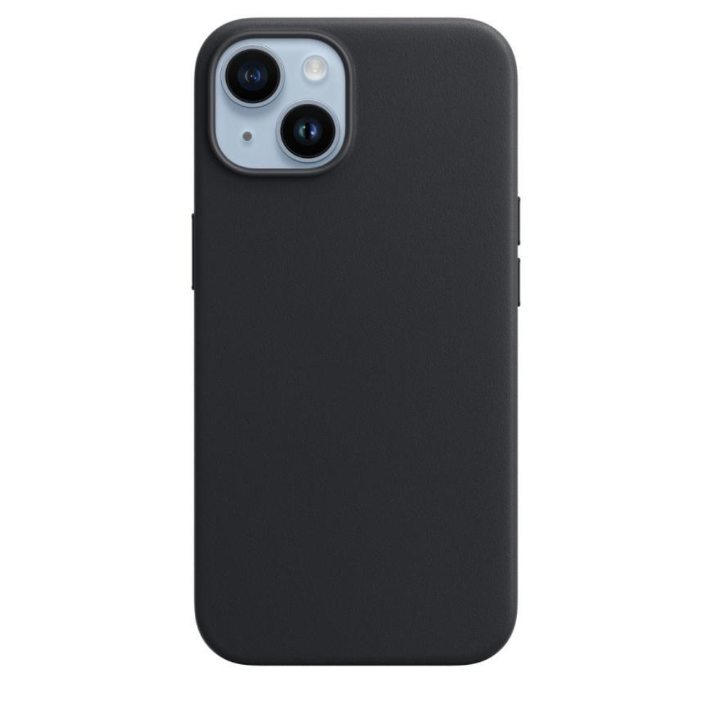 Кожаный чехол MagSafe Apple Leather Case для iPhone 14, Тёмная ночь