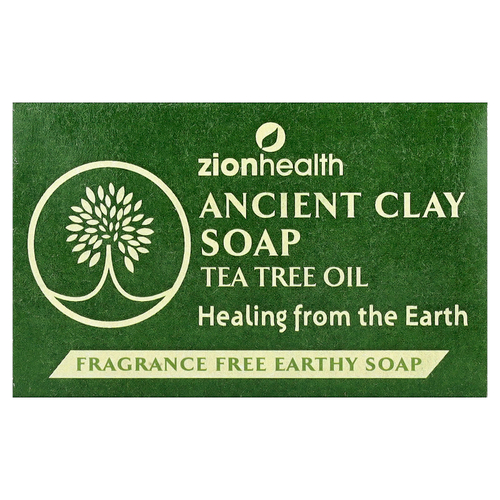 Zion Health, Кусковое мыло из древней глины с маслом чайного дерева, без отдушек, 170 г (6 унций)