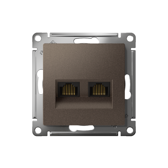 Розетка компьютерная 2-м AtlasDesign RJ45 кат.5E механизм мокко SE ATN000685