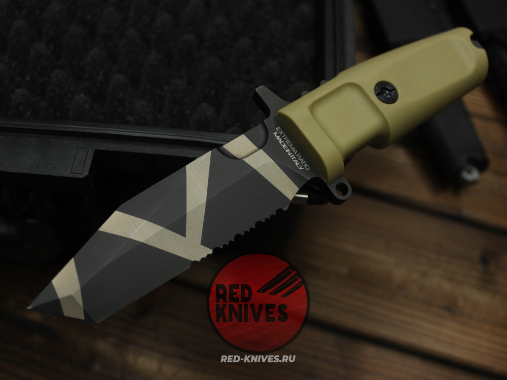 Нож Extrema Ratio Fulcrum C P/S А+++ V.2026 - пустынная рукоять, черный камо клинок