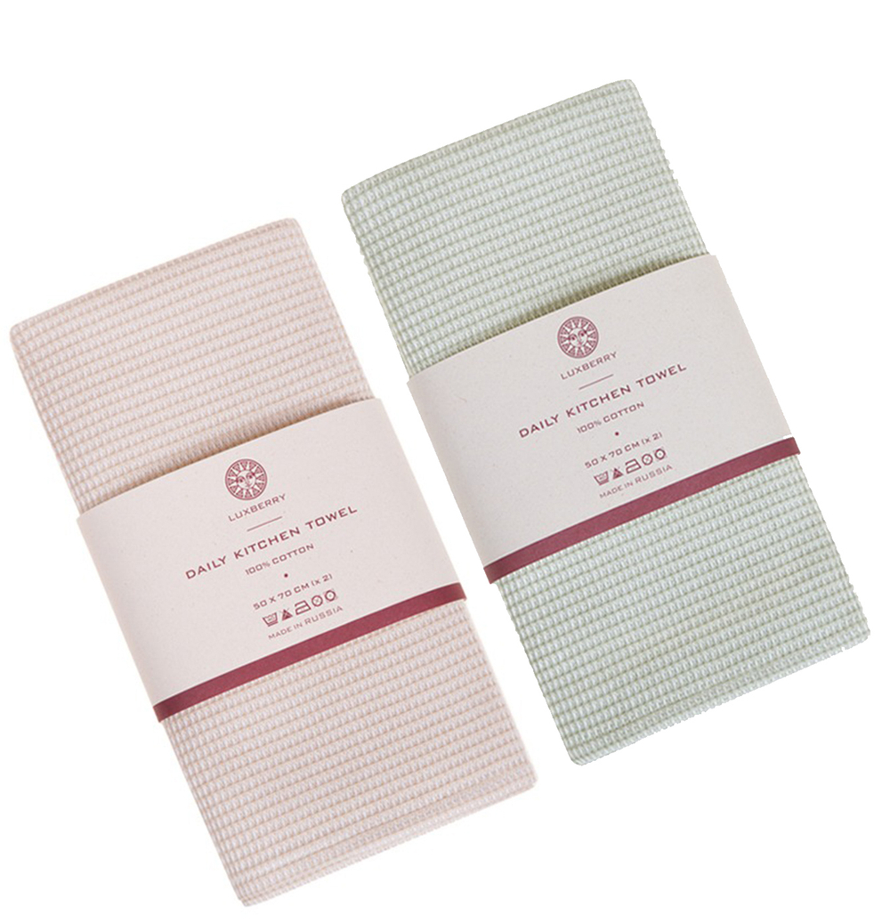 Набор кухонных полотенец 4шт 50х70 Luxberry Daily Kitchen Towel зеленый/натуральный