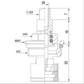 кран-букса MELODIA керамика 1/2" квадрат 7мм под крест (поворот 90град.) MKP06624WC
