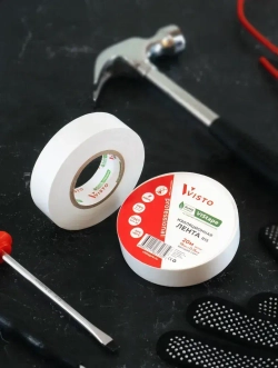 Изоляционная лента Изолента VISTO 19 мм 20 м 150 мкм, висто белая, профессиональная, 1 шт.