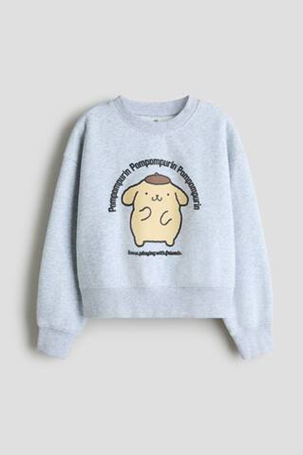 H&M Толстовка с принтом, светло-серый меланж