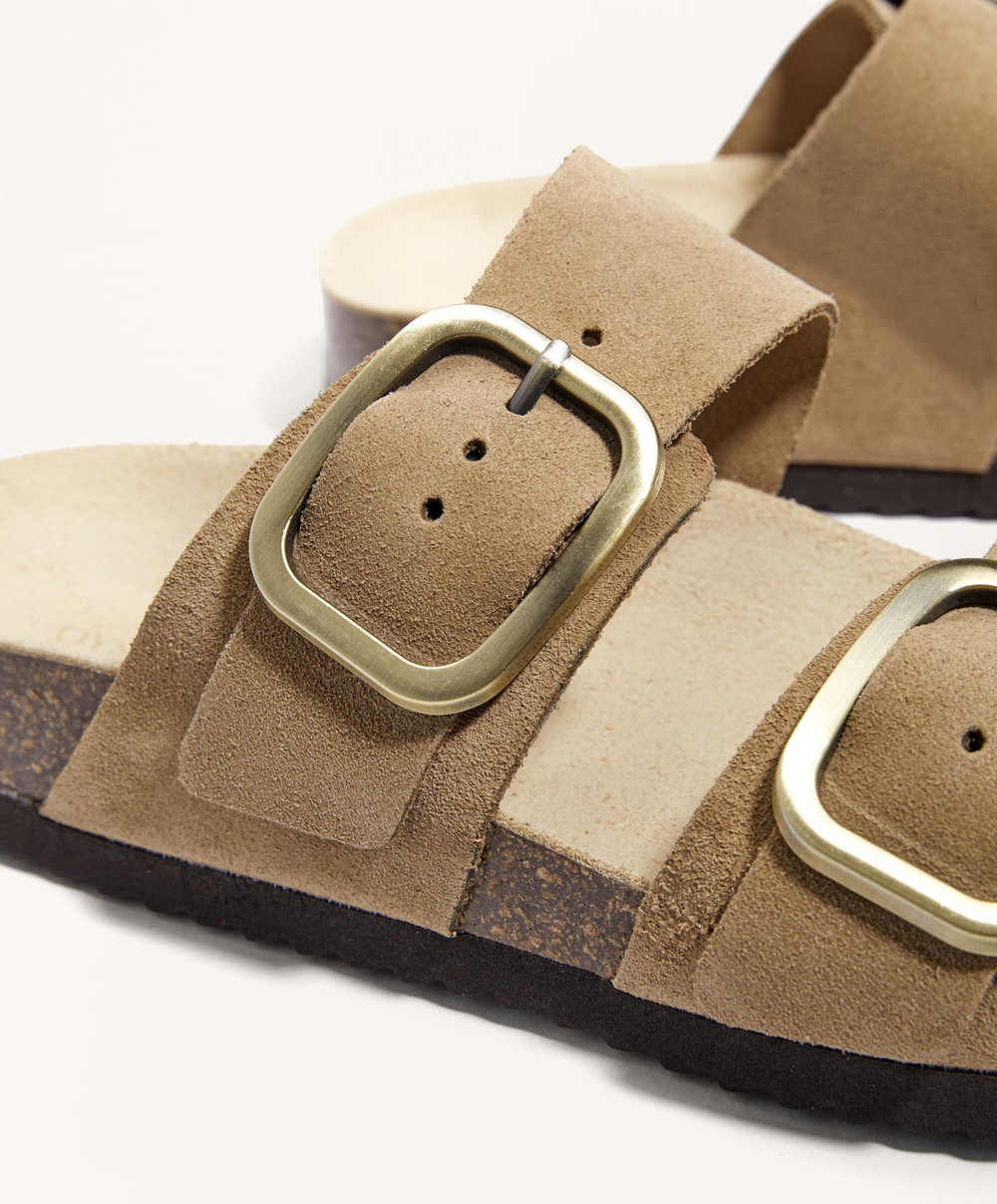 OYSHO Сандалии с двойным ремешком, песочный