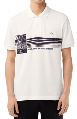 Мужское теннисное поло Lacoste French Made Original L.12.12 Print Polo Shirt - белый