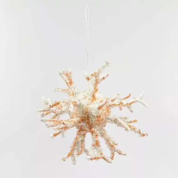 Винтажное украшение Сокровища Посейдона - Коралл с бисером, 15 см., бежевый, 1 шт., Christmas DeLuxe (86583)