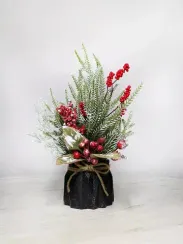 Новогодняя настольная композиция с красными ягодами 35 см., Christmas DeLuxe (89296)