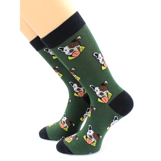 Носки с принтом "Собаки" темно-зеленые Hobby Line
