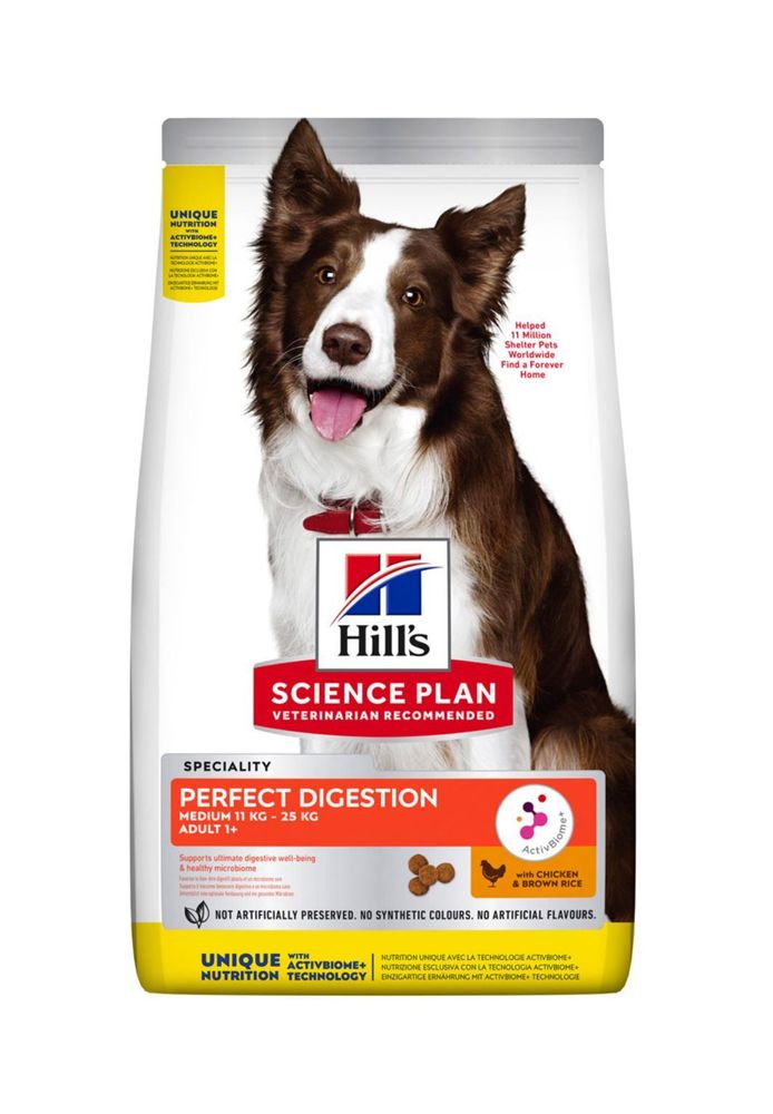 Сухой корм Hill&#39;s Science Plan Perfect Digestion для собак для поддержания здоровья пищеварения и питания микробиома, курица с коричневым рисом 2,5 кг