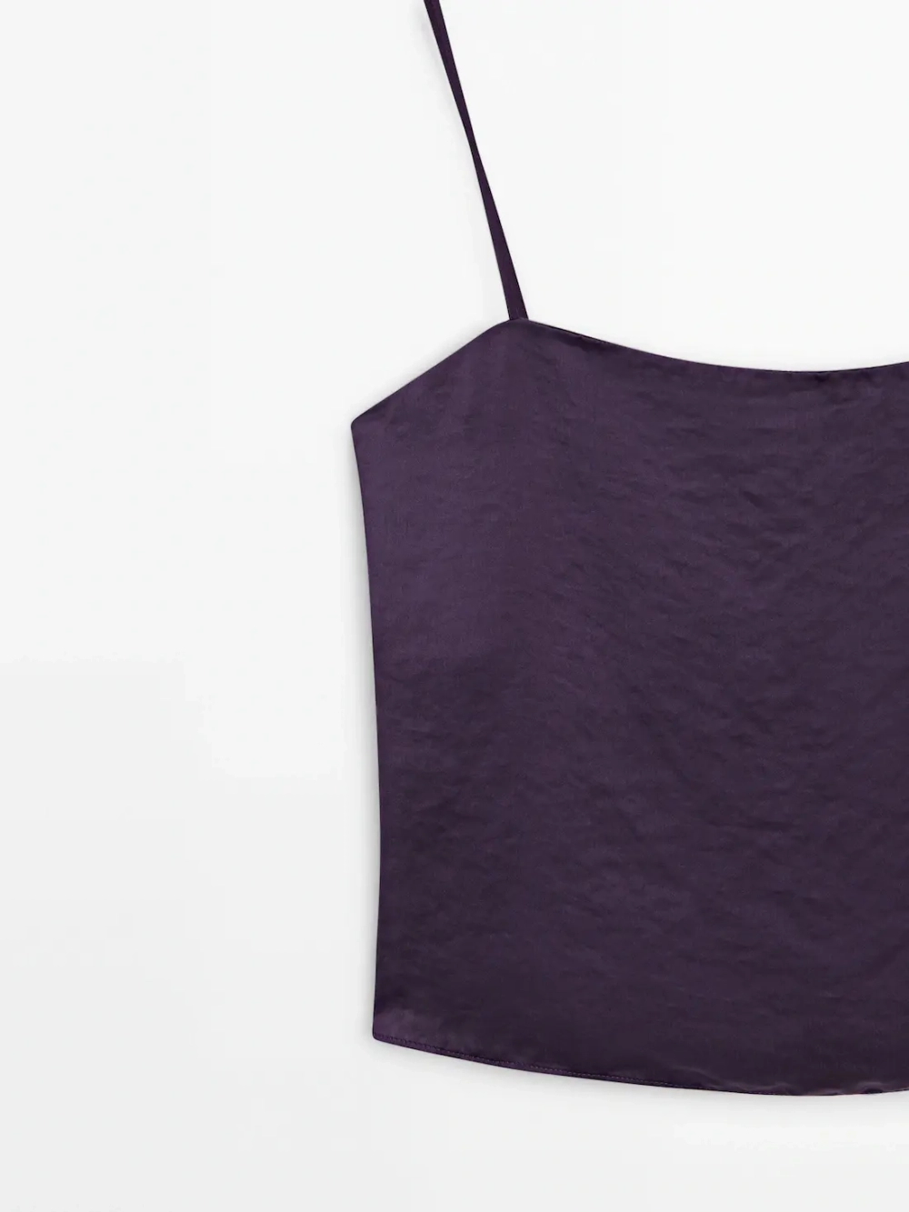 Massimo Dutti Атласный топ с разрезом, фиолетовый