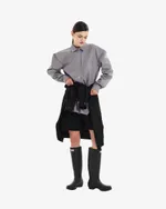 Рубашка Borozna c вышивкой ниточка серая