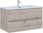 Тумба с раковиной Aquanet Алвита New 303921 90 дуб веллингтон/белый