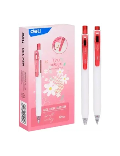 Ручка гелевая автомат Deli EG22 0.5мм, красная