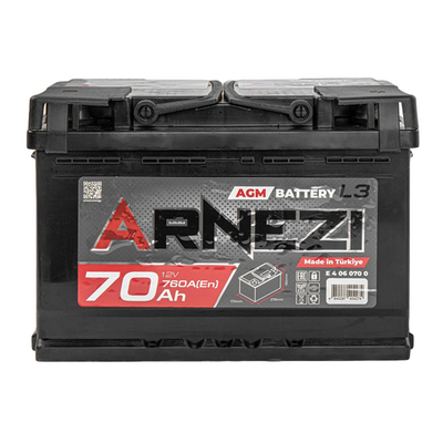 Аккумулятор ARNEZI AGM Start-stop 70 А/ч обратный R+ 278x175x190 L3 EN 760 А