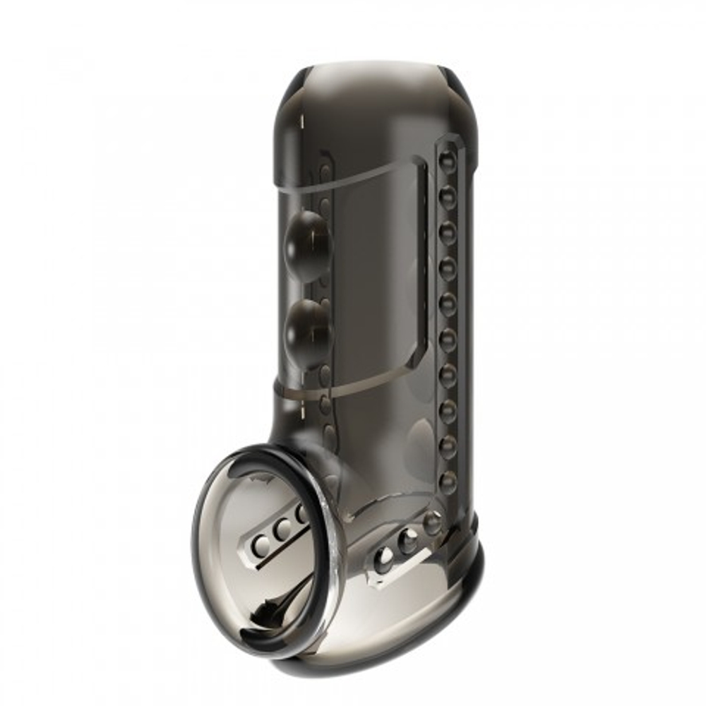 Насадка на пенис и мошонку с текстурной поверхностью Pretty love серая