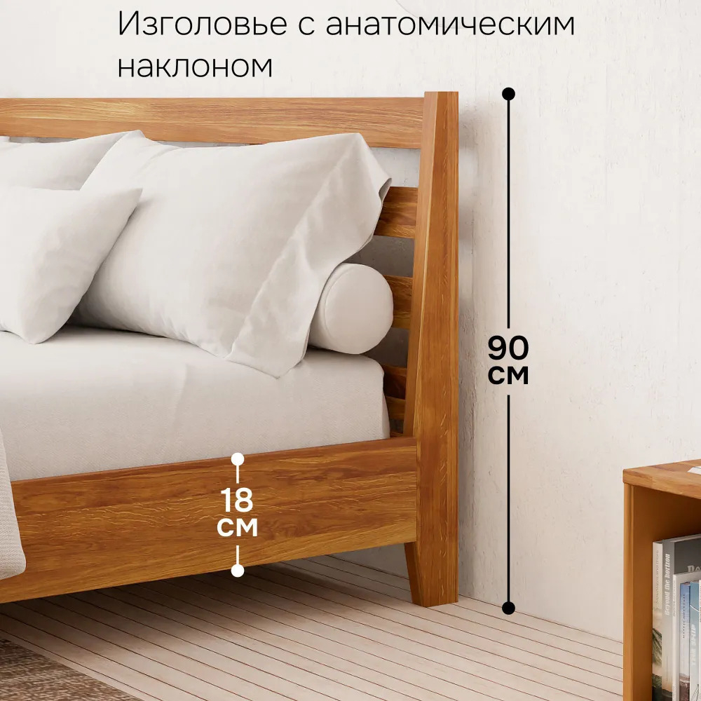 Кровать 160х200 Флеверс, двуспальная, деревянная, на ножках в стиле лофт, из дуба