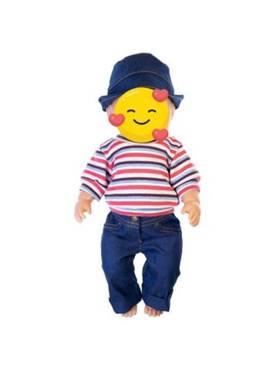 Джинсы, панама и кофта для куклы ростом 43 см (896)